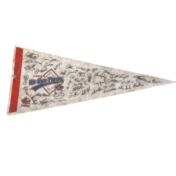 Honda Hit Run Throw Toronto Blue Jays Baseball Pennant Autographs & Logo Design - Picture 1 of 6